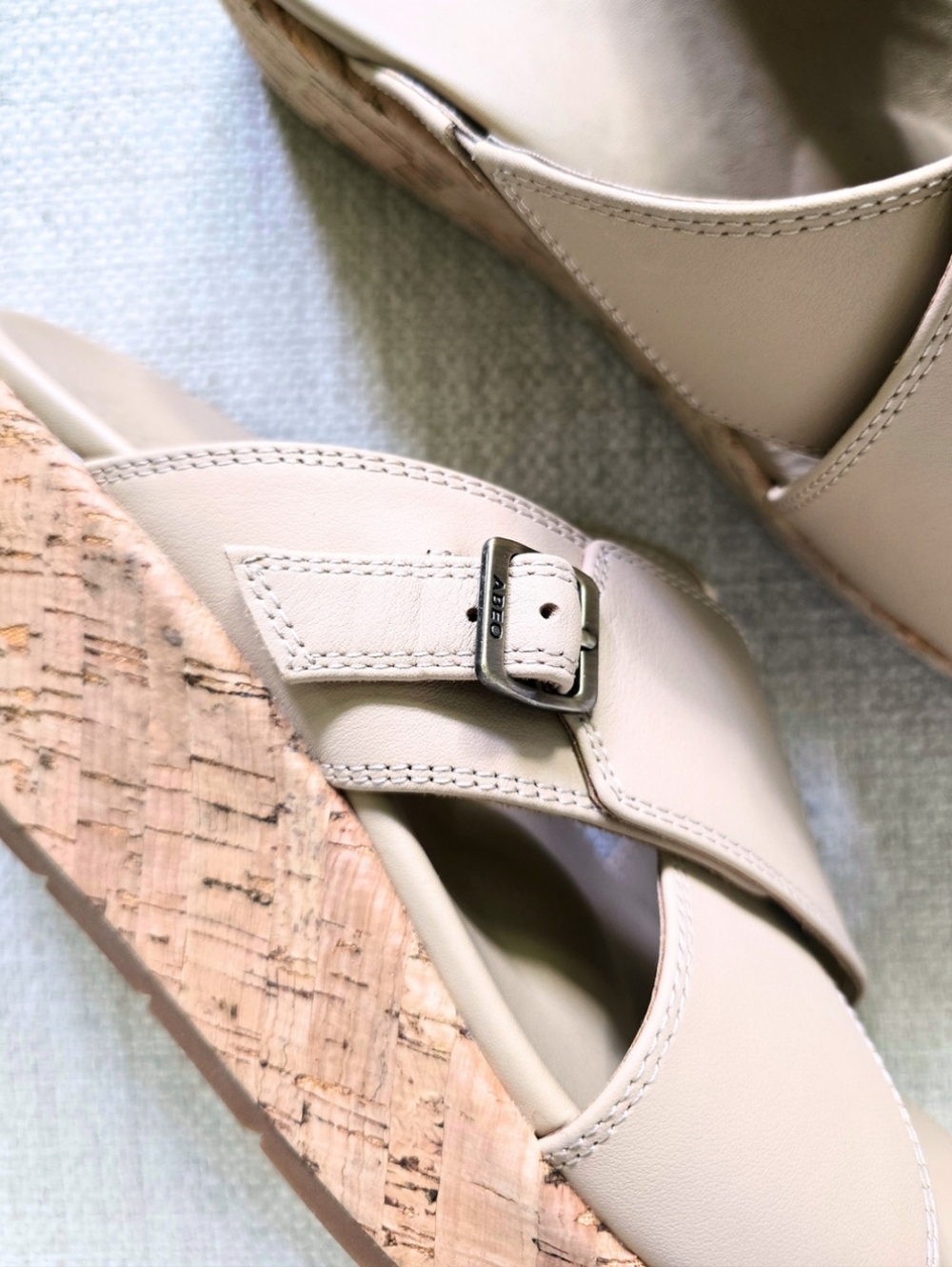 ABEO Dylan 2351 Solstice Cross Slide Metatarsal Cuban Sand Cork Wedge Sandal 7.5 - Picture 3 of 12